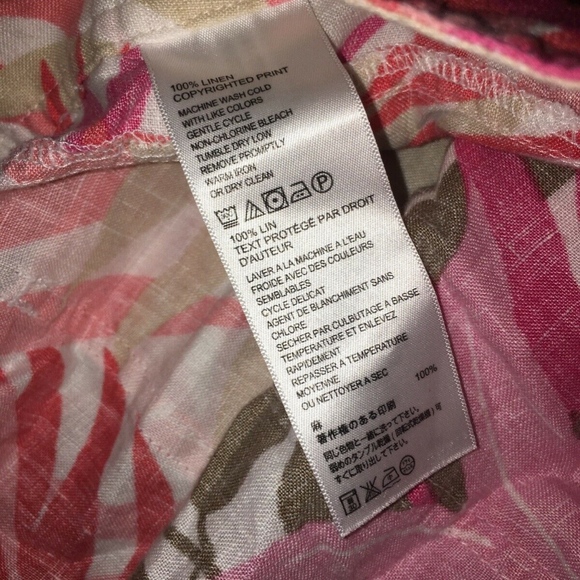Tommy Bahama Pink Print 100% Linen 6 - Picture 6 of 6
